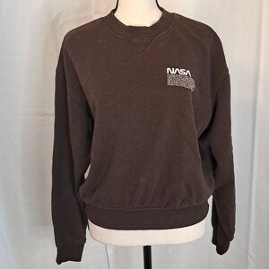 H&M Divided Cotton Brown NASA Print Long Sleeve Crewneck Sweatshirt Sz S